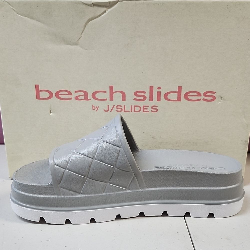 J Slides STUD 8M Grey Beach Slides New In Box